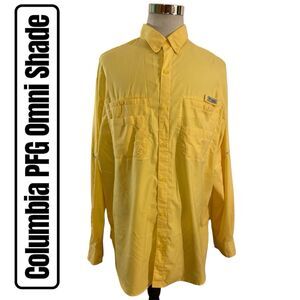 Columbia PFG Omni Shade Shirt Men’s Size 2XL Yellow Long Sleeve Breathable